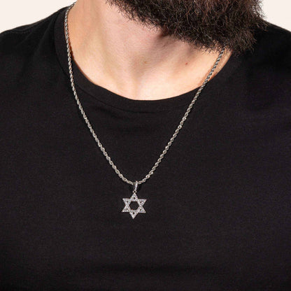 Jewish Magen Star Of David Pendant - Solid 925 Sterling Silver Men's Jewelry