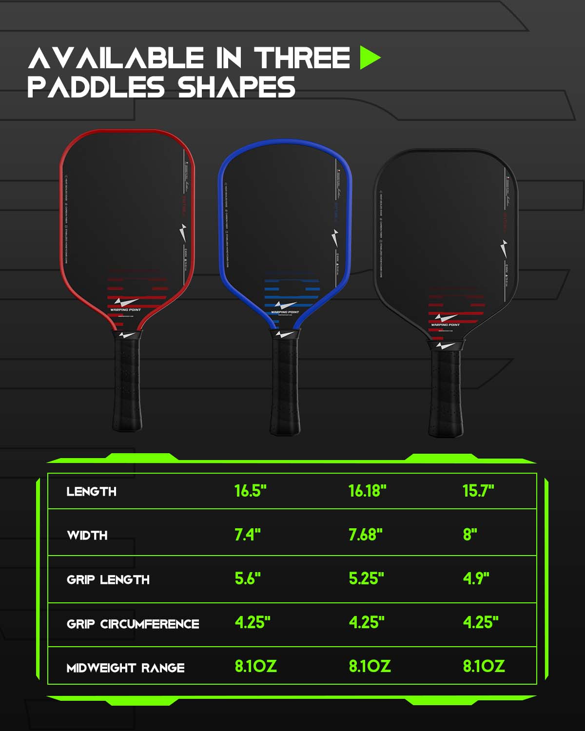 Warping Point Rhythm Pickleball Paddle 16mm in Red - Core, Maximum Spin & Control