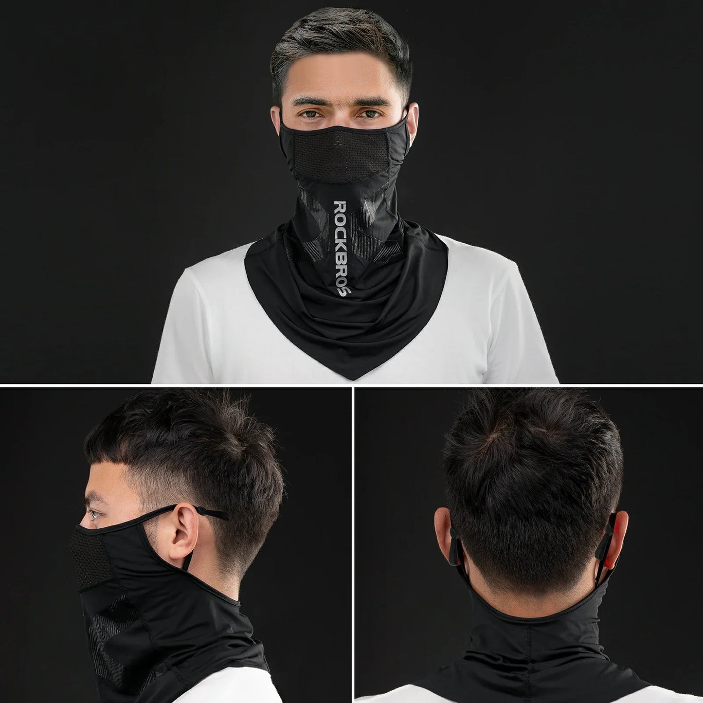 ROCKBROS Cooling Neck Gaiter with Ear Loops – Breathable Summer Face Cover for Cycling Fishing