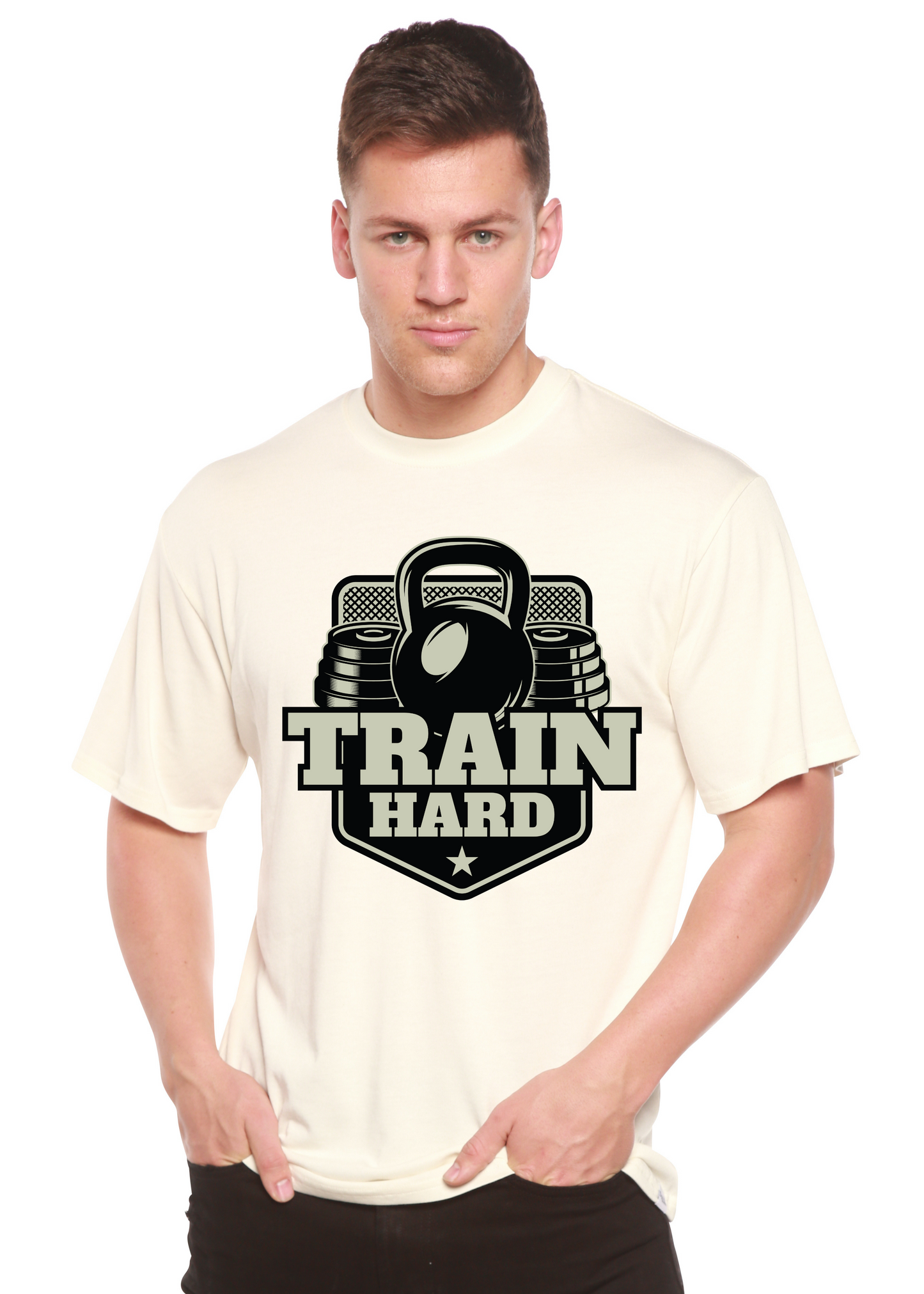 Train Hard Men's Bamboo Viscose/Organic Cotton Short Sleeve Graphic T-Shirt