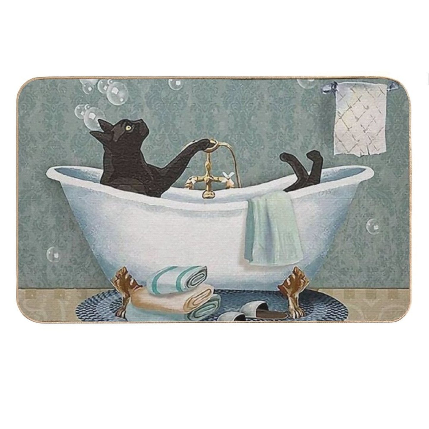 Black Cat Soap In Bathroom Bath Mat