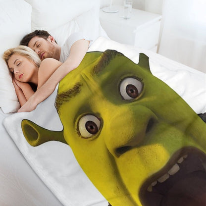 Surprised Shrek Meme Sticker – Funny Ahh! You Just Scared Shrek Decal Throw Blanket