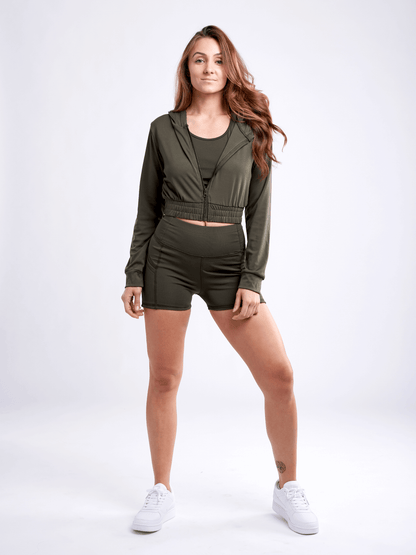 JupiterGear Athletic Zip-Up Crop Hoodie Jacket
