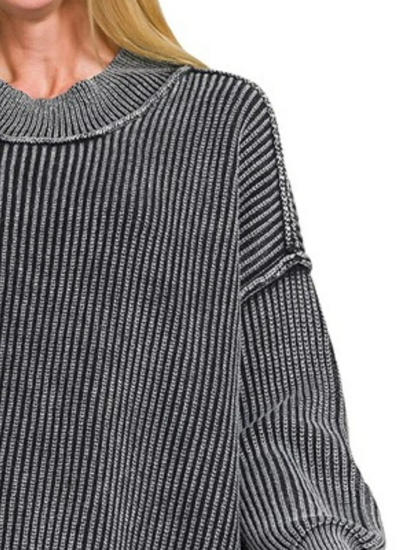 Washed Side Slit Oversized Sweater
