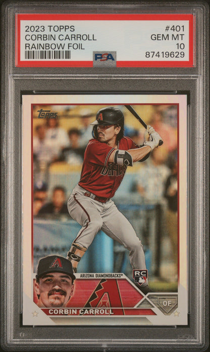 Graded 2023 Topps Corbin Carroll #401 Rainbow Rookie RC Baseball Card PSA 10 Gem Mint