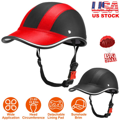 Safety Bicycle Helmet Adjustable Windproof Bike Helmet Sunshade Baseball Cap Anti-UV Cycling Motorcycle Hat Leather Helmet