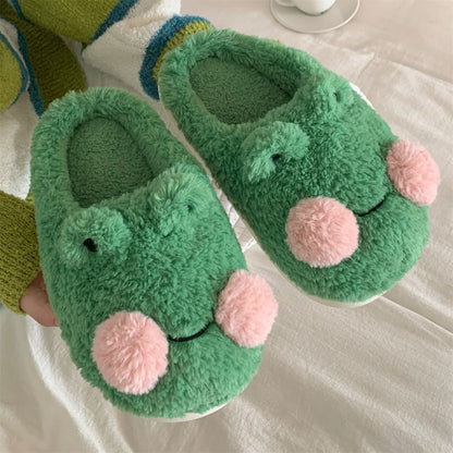 Rosy-Cheeked Frog Plush House Slippers