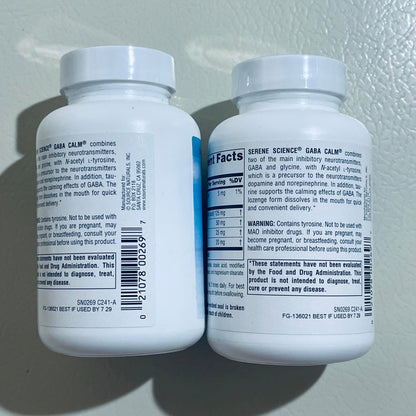 Serene Science GABA Calm Calm Mind Orange Flavor Dietary Supplement 240 Lozenges - 7/2029