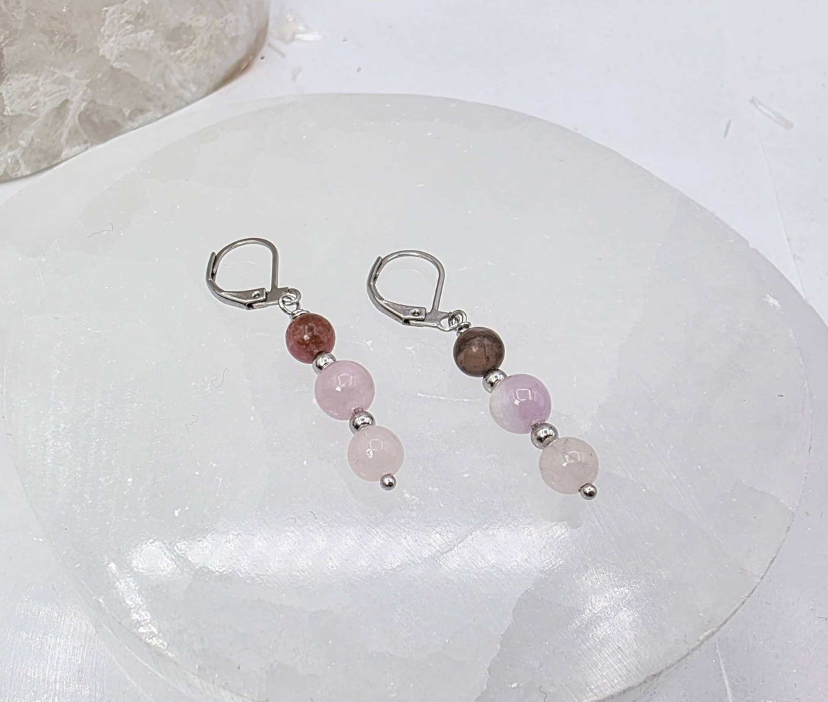 I AM ENOUGH - Kunzite, Rose Quartz, Rhodonite Gem Jewelry Set