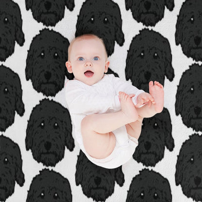 Charcoal Poodle - Dark Gray Goldendoodle! Black Labradoodle! Adorable Doodle Teddy Bear Dog - in Chocolate Brown, Dark Brown Dog Throw Blanket