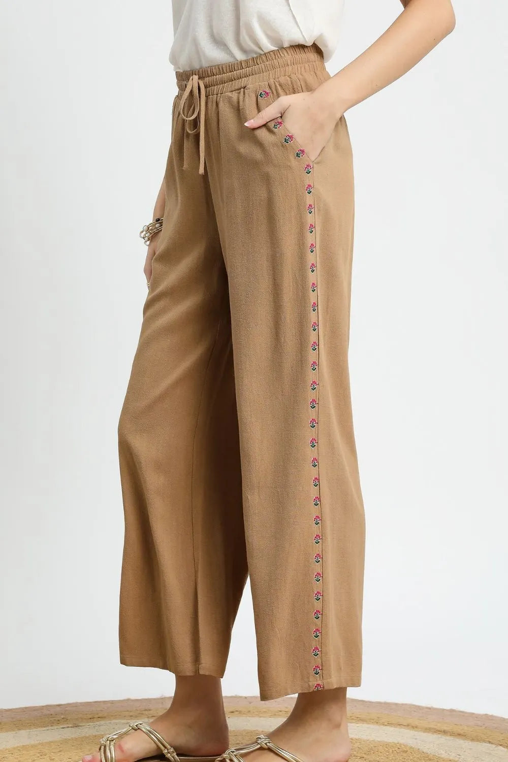 Umgee Wide Leg Drawstring Pants
