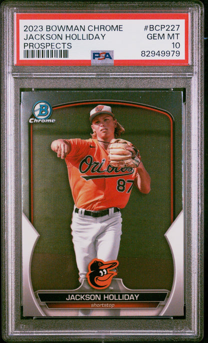 Graded 2023 Topps Bowman Chrome Jackson Holliday #BCP227 Prospects Rookie RC Baseball Card PSA 10 Gem Mint
