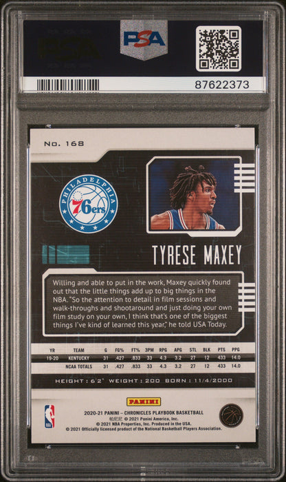 Graded 2020 Panini Chronicles Tyrese Maxey #168 Rookie RC Basketball Card PSA 10 Gem Mint