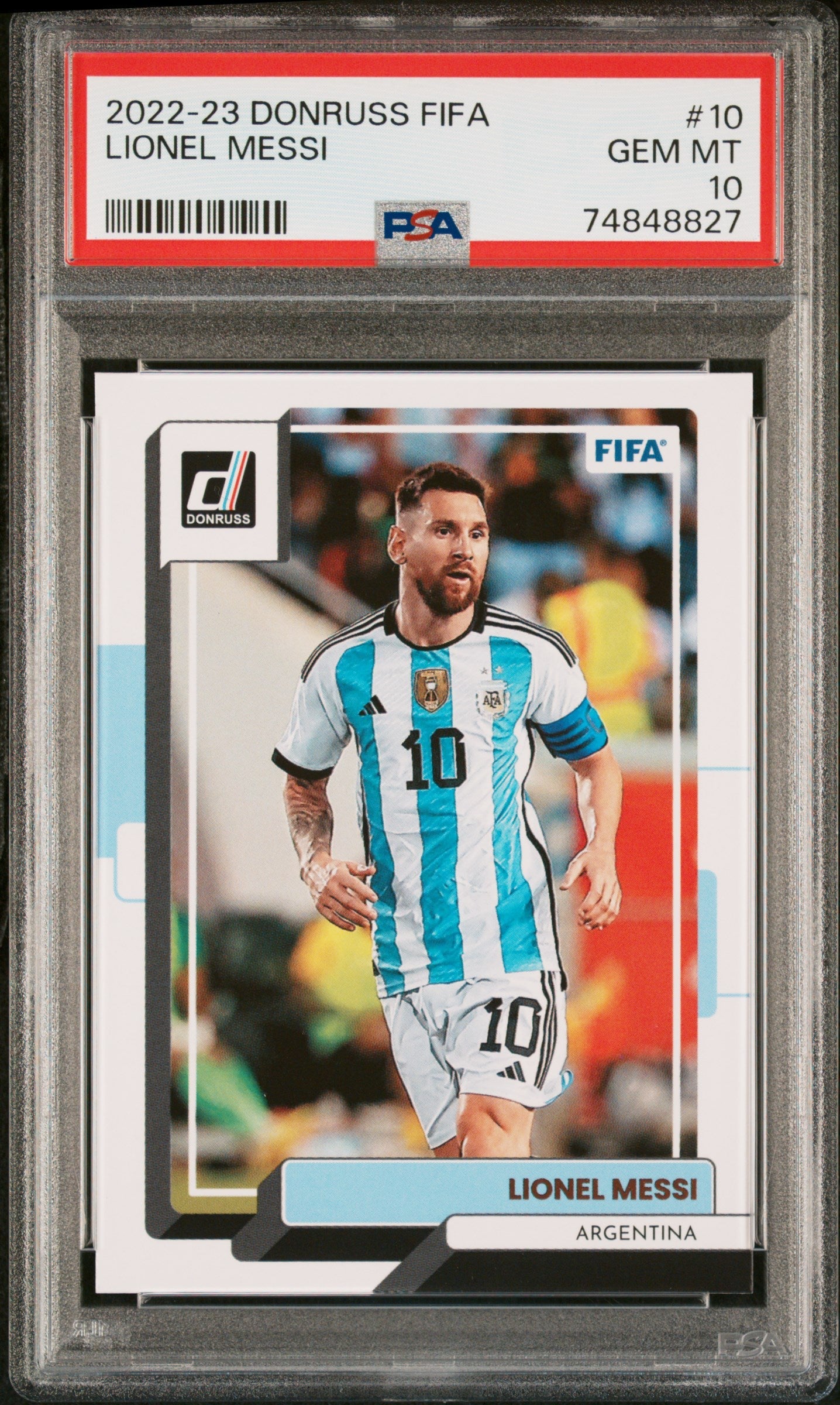 Graded 2022 Panini Donruss FIFA Lionel Messi #10 Soccer Card PSA 10 Gem Mint