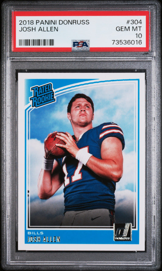 Graded 2018 Panini Donruss Josh Allen #304 Rookie RC Football Card PSA 10 Gem Mint