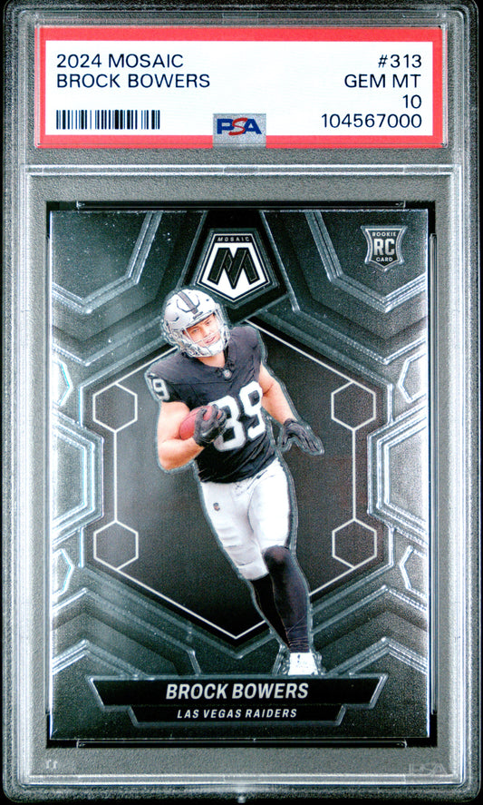 Graded 2024 Panini Mosaic Brock Bowers #313 Rookie RC Football Card PSA 10 Gem Mint