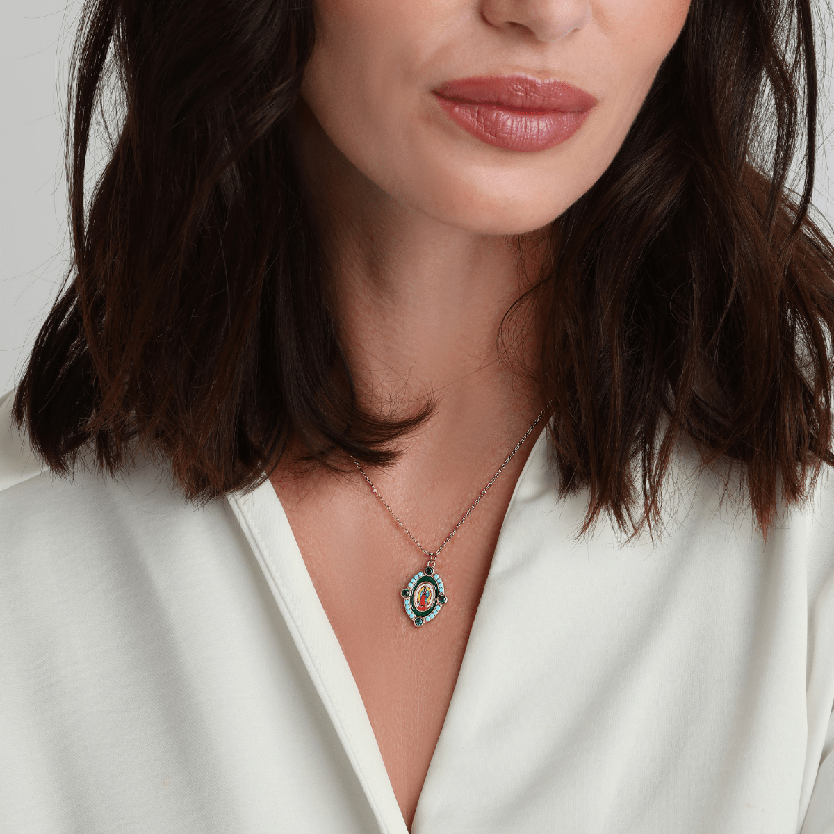 Our Emerald Lady of Guadalupe Necklace