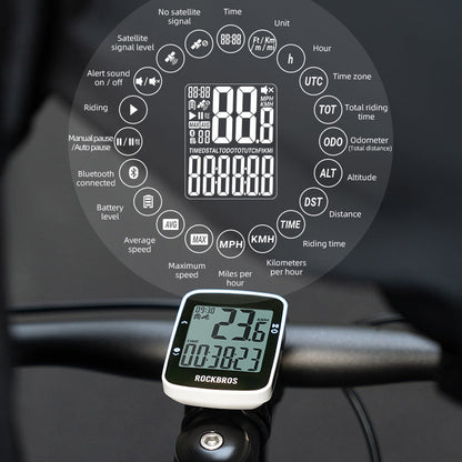 ROCKBROS R1 Bike Computer GPS Wireless Speedometer IPX7 600mAh Battery 2.3''