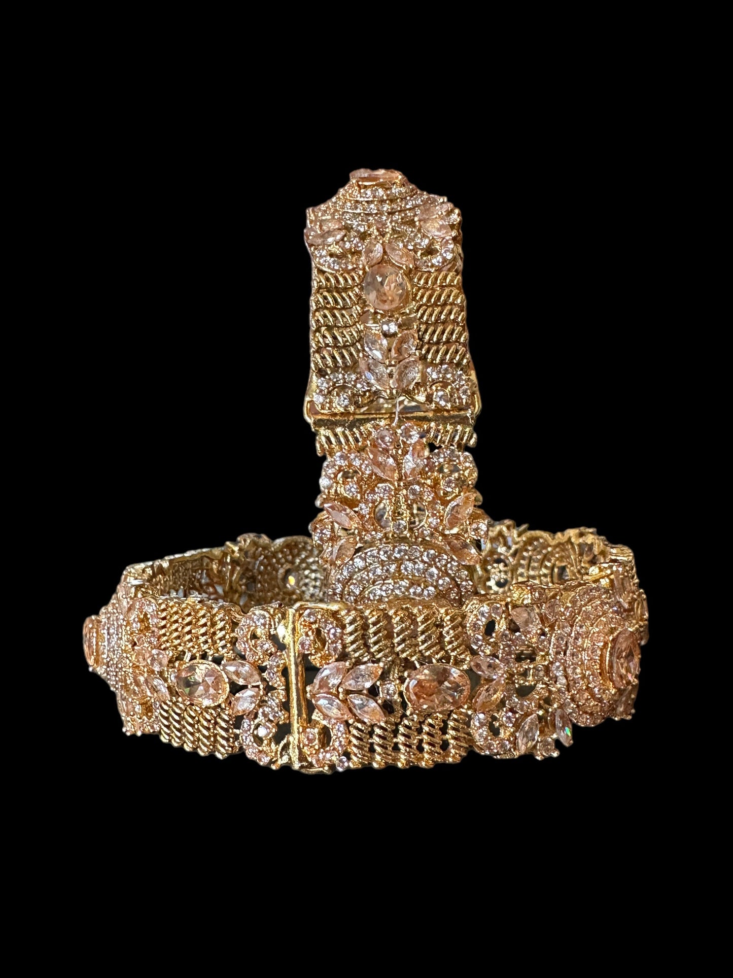 B173 Aria zircon bangles , one pair , openable    B15 ( SHIPS IN 4 WEEKS )