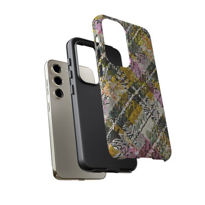 Purple Plaid Floral Artistic Tough Phone Case