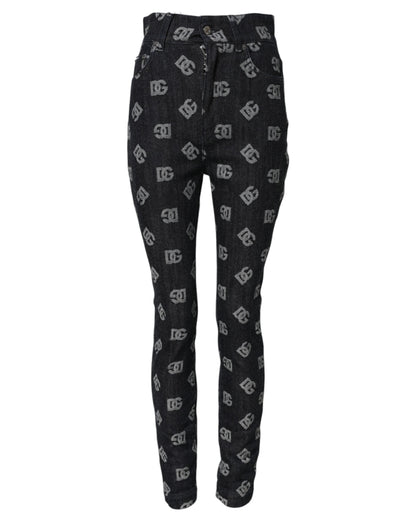 Dolce & Gabbana Black DG Logo High Waist Skinny Denim Jeans