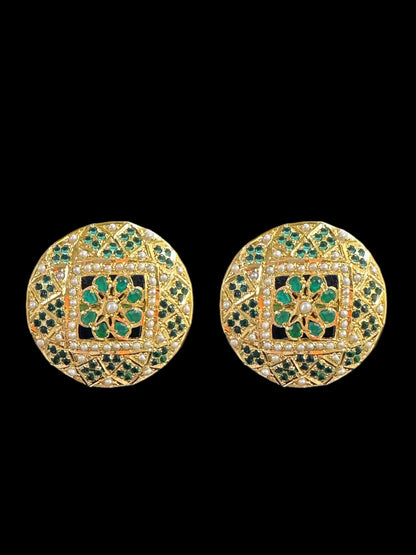 Gold plated silver Jadau tops in emerald pearls ( READY TO SHIP )