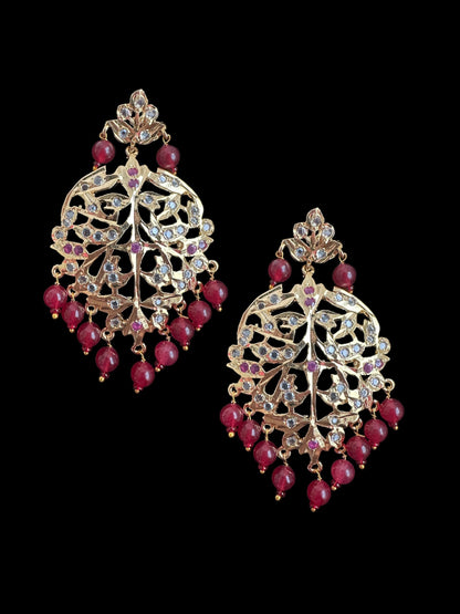 DER79 Aryana gold plated earrings in ruby     (SHIPS IN 2 WEEKS)