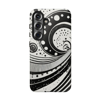 Artistic Black & White Swirl Tough Phone Case