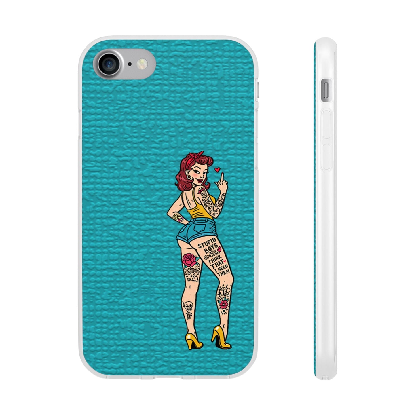 Sassy Pin-Up Stupid Boys Teal Flexi Phone Case