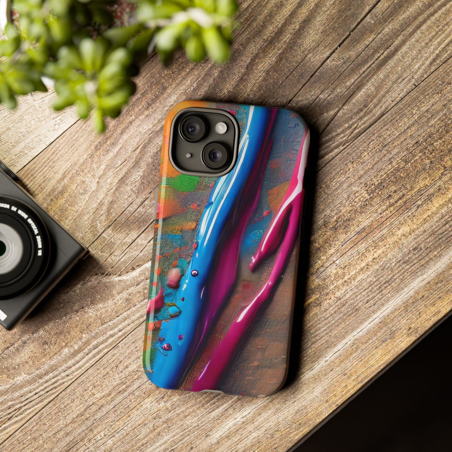 Colorful Artistic Paint Splatter Tough Phone Case