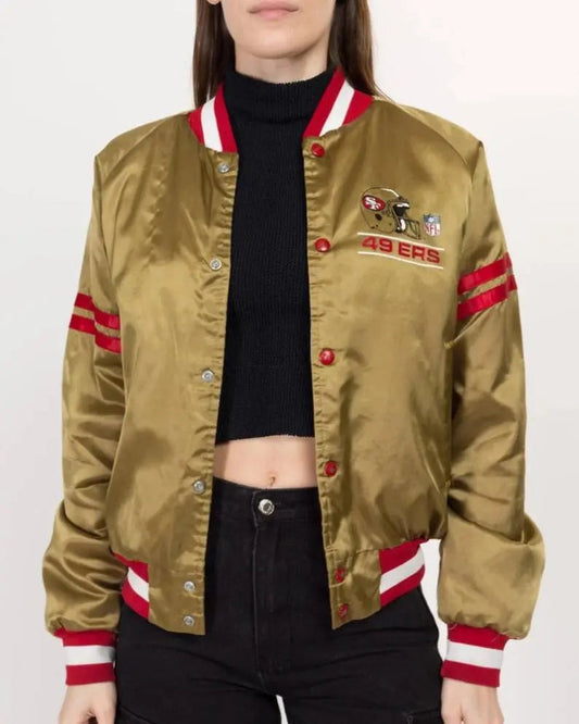 80s San Francisco 49ers Chalk Line Gold Satin Jacket