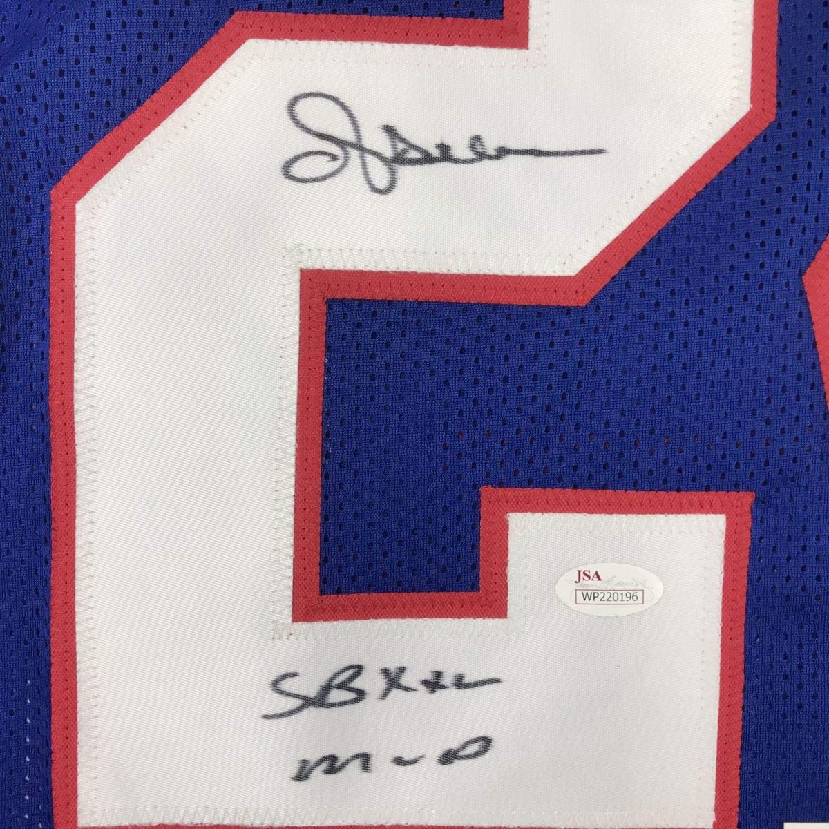 Autographed/Signed Ottis Anderson SB XXV MVP New York Blue Football Jersey JSA COA