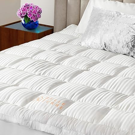Cooling Mattress Topper Queen Size - Ultra Soft & Thick Mattress Pad - Bed Cushion with Cover and Deep Pockets
