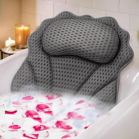 Bath Pillow RUVINCE Ergonomic Luxury Bathtub Pillow with Head, Neck, Shoulder and Back Support, 4D Bath Pillows for tub with 6 Powerful Suction Cups, Fits All Bathtub
