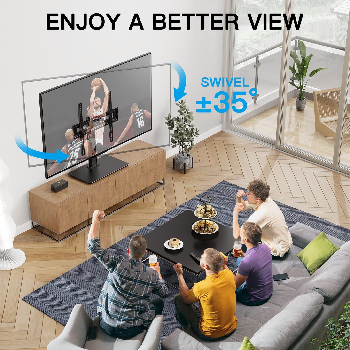 Universal Swivel TV Stand Table Top 32-65 inch TV Height Adjustable Heavy Duty