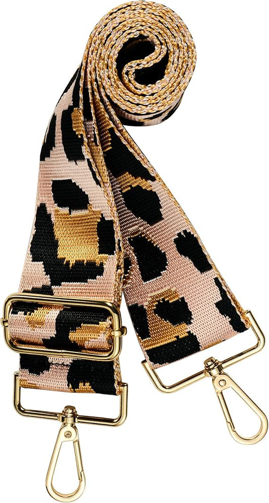 chushui Leopard Purse Strap, 2" Wide Crossbody Replacement Strap, Guitar Style Shoulder Strap for Bag, Handbag