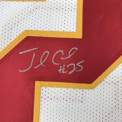 Autographed/Signed Jamaal Charles Kansas City White Football Jersey JSA COA