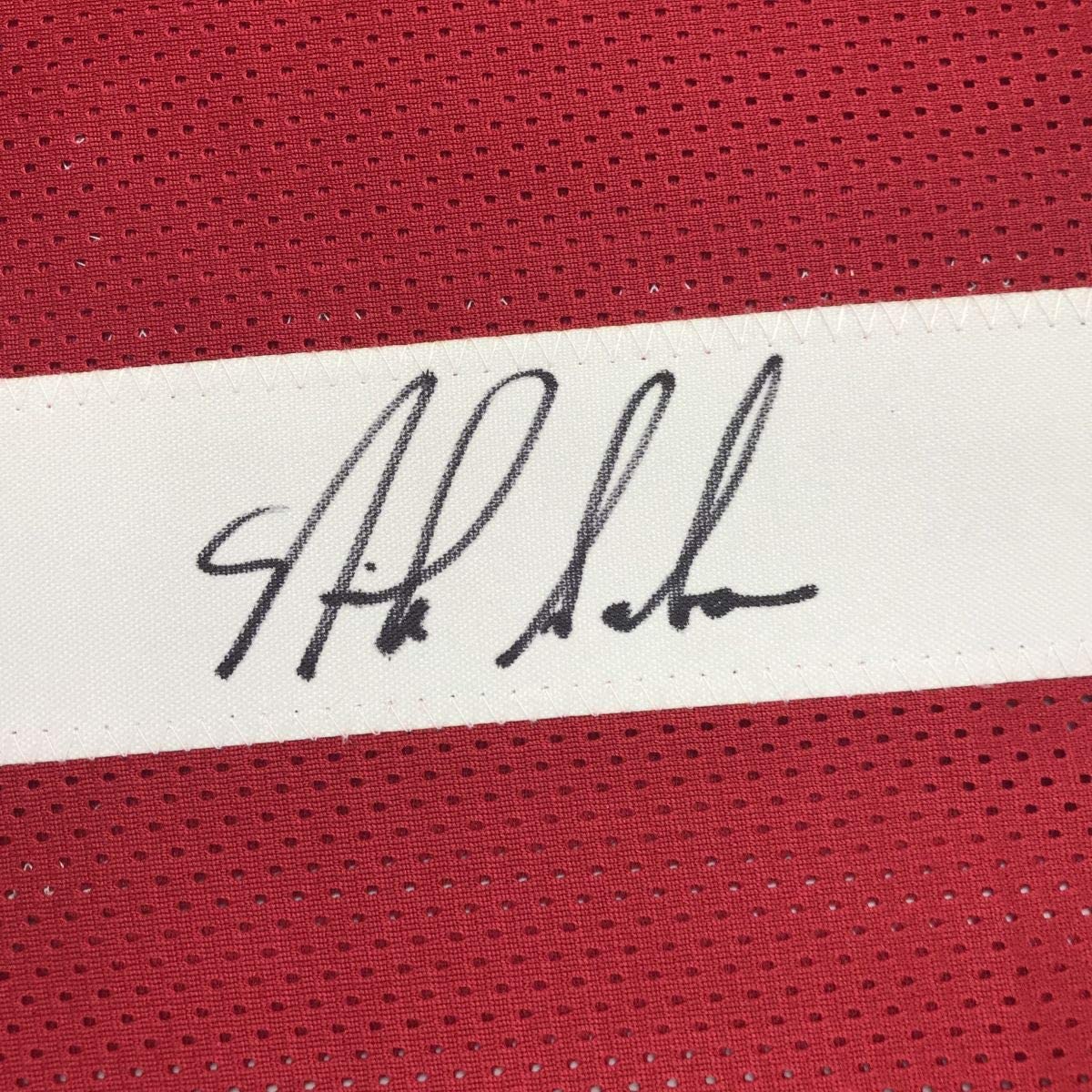Autographed/Signed Nick Saban Alabama Red College Football Jersey Beckett BAS COA