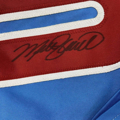 Framed Autographed/Signed Mike Schmidt 35x39 Philadelphia Retro Blue Baseball Jersey GTSM COA Hologram Only