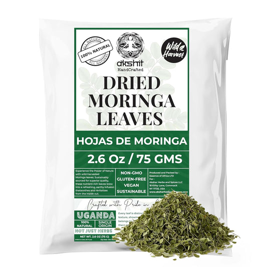 Akshit Moringa (Oleifera) Tea Leaves – Herbal Tea, 100% Natural Moringa Leaves, Boosts Energy & Immunity - 2.6 oz - Triathlete Store