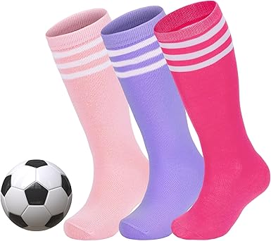 Zando Kids Soccer Socks Youth Baseball Football Softball Socks Cotton Uniform Socks Girls Knee High Socks