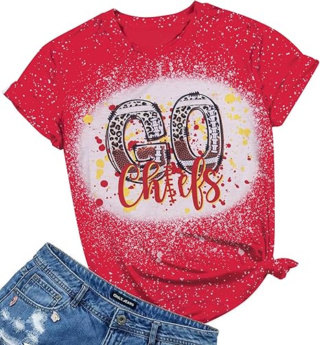 Football Shirts for Women Game Day Tshirt Vintage Leopard Soccer Splatter Graphic Tee Team Fan Gifts Tops