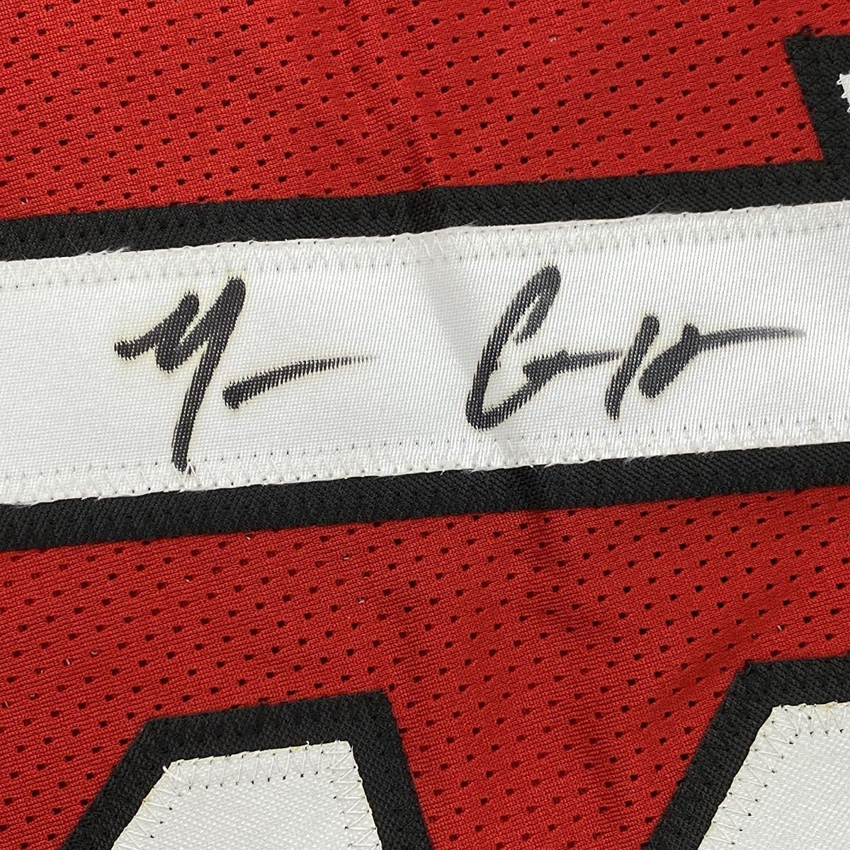 Framed Autographed/Signed Mario Chalmers 35x39 Miami Red Basketball Jersey JSA COA