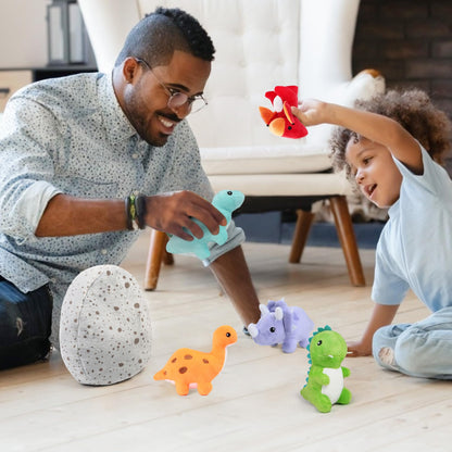 Dinosaur Stuffed Animals, 5 Small Dinosaur Plush Dolls and Egg Bag Toys Set