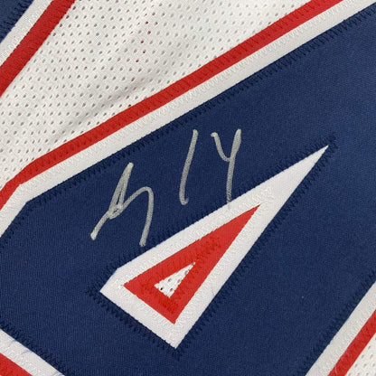 Autographed/Signed Mohamed Sanu New England White Football Jersey JSA COA