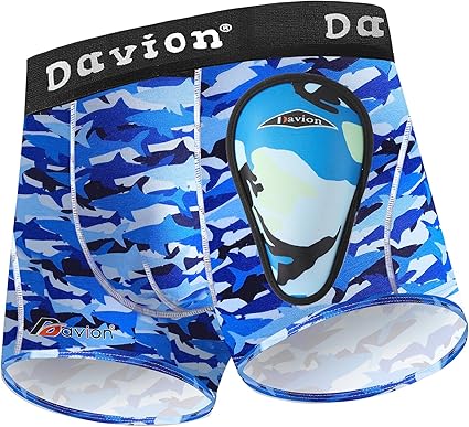 Davion Youth Boys Baseball Cup Underwear with Soft Protective Athletic Cup Compression Shorts for Football, Lacrosse