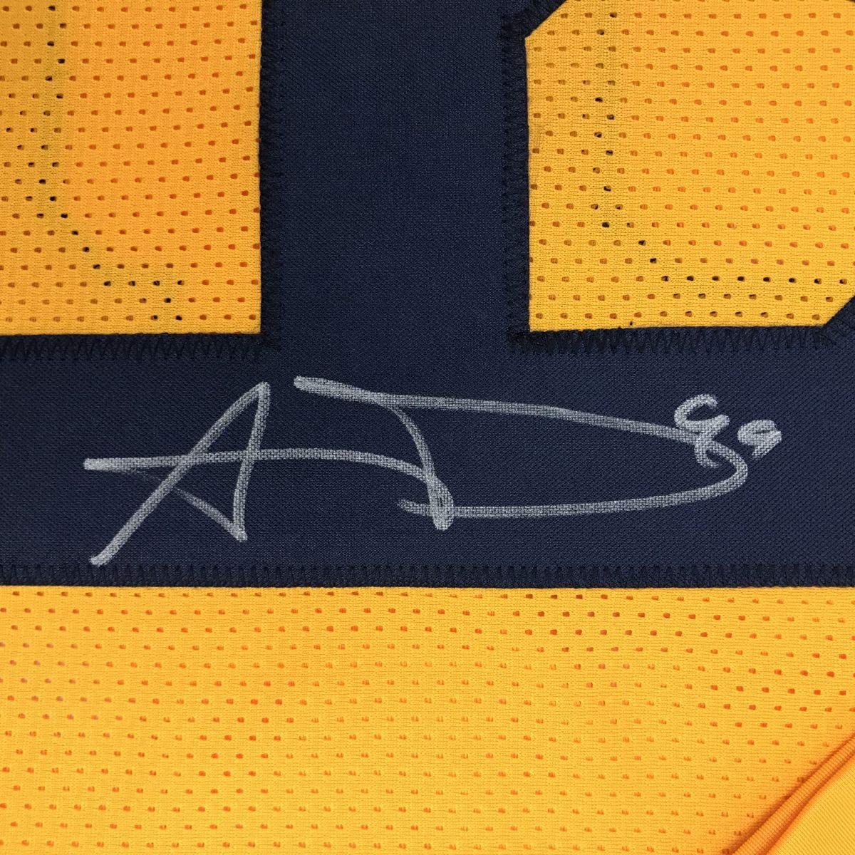Autographed/Signed Aaron Donald Los Angeles LA Yellow Color Rush Football Jersey JSA COA