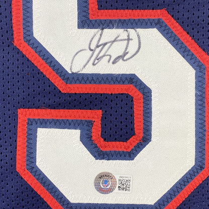 Autographed/Signed Jason Kidd New Jersey NJ Blue Basketball Jersey Beckett BAS COA