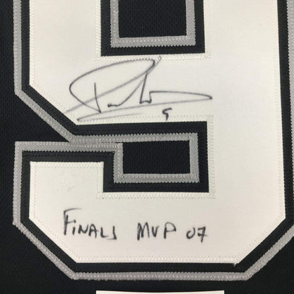 Autographed/Signed Tony Parker Finals MVP 07 San Antonio Black Basketball Jersey JSA COA