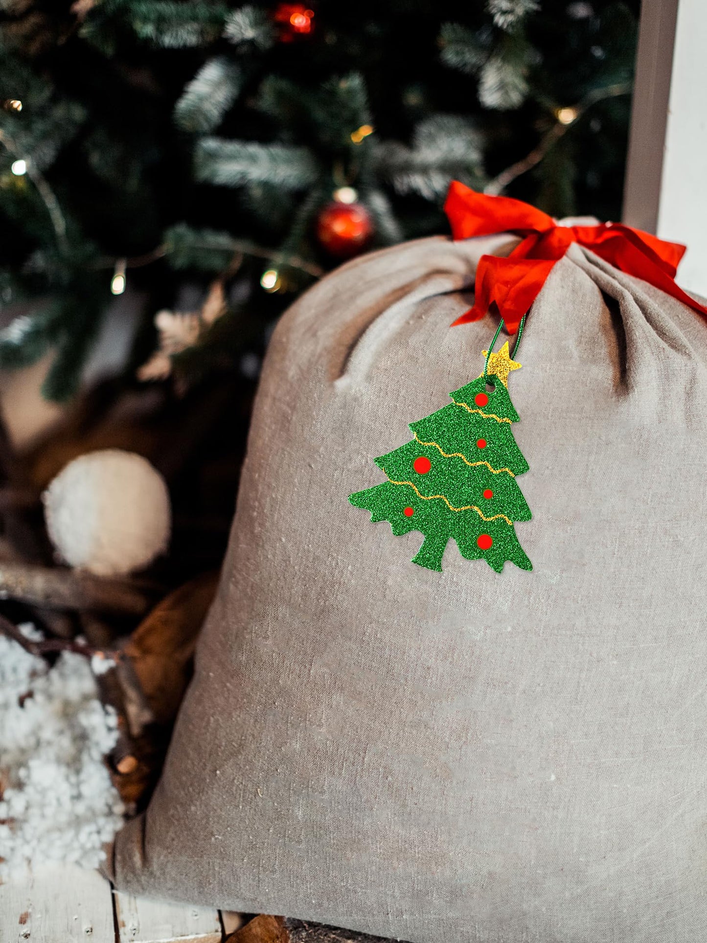 80pcs Large Gift Tags for Christmas w/ Tie Strings, 20 Designs, Glittery